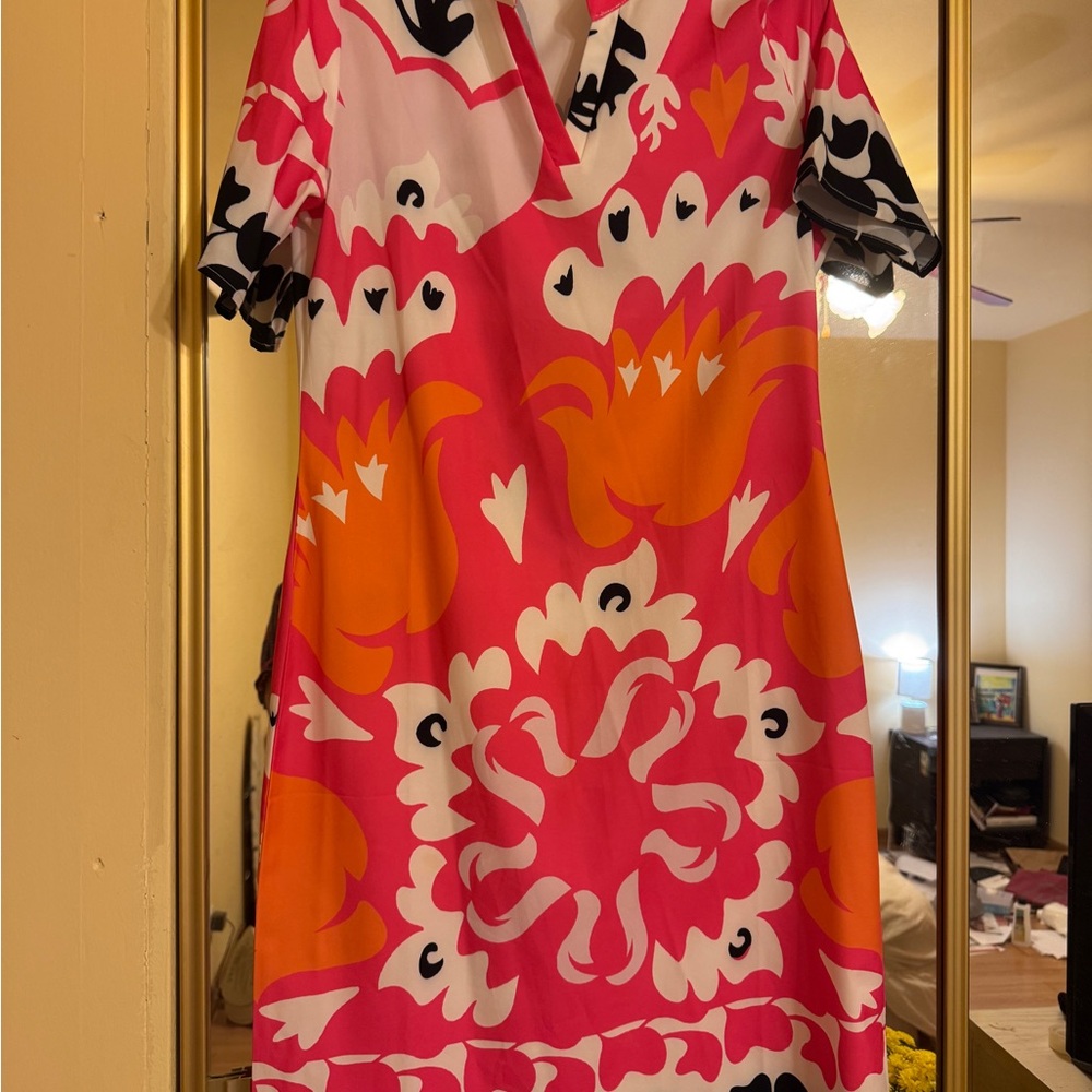 Vibrant Pink and Orange Floral Dress